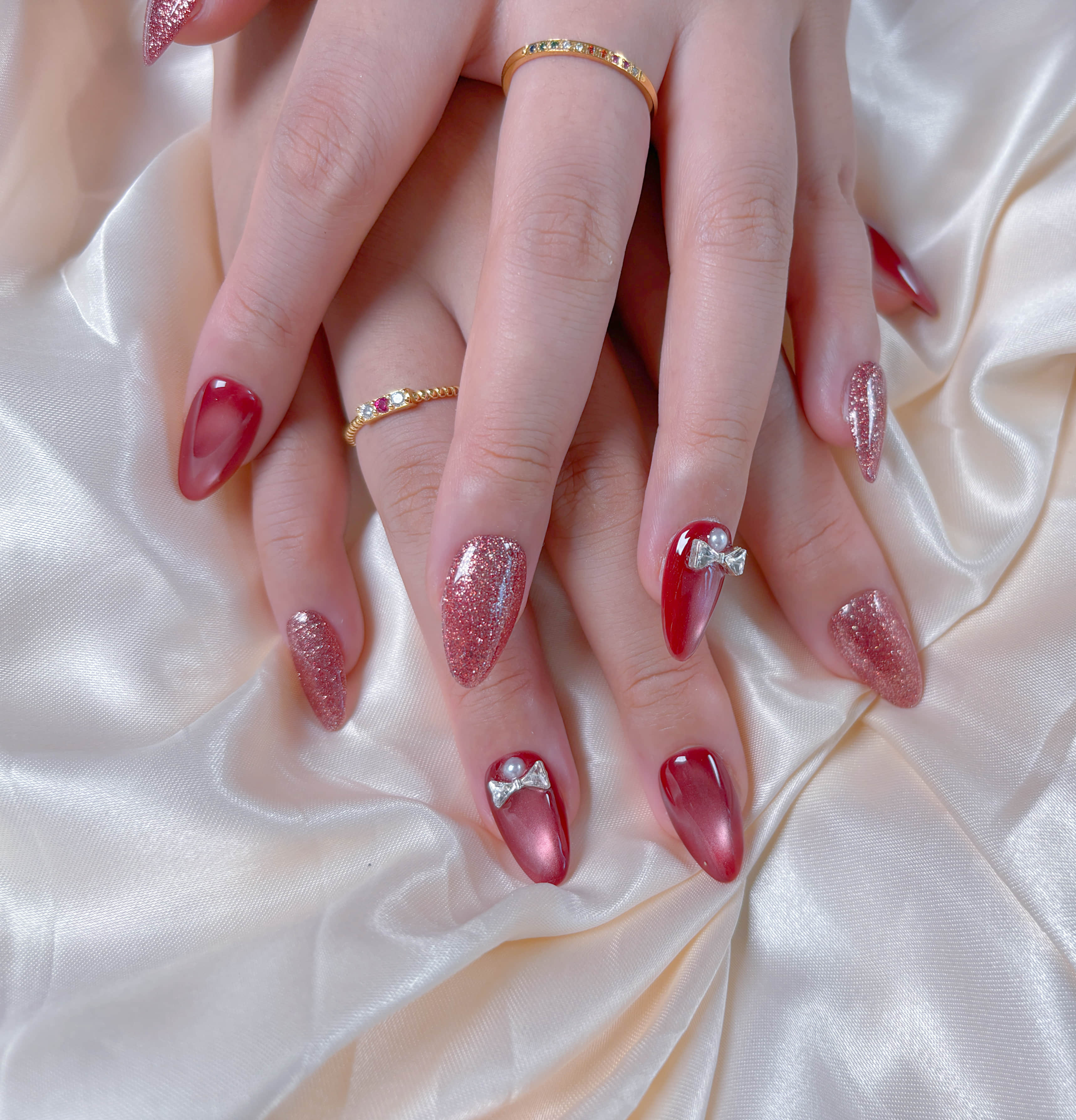 016】ダルメシアンフレンチ ピンク ネイルチップ｜チップ形変更OK