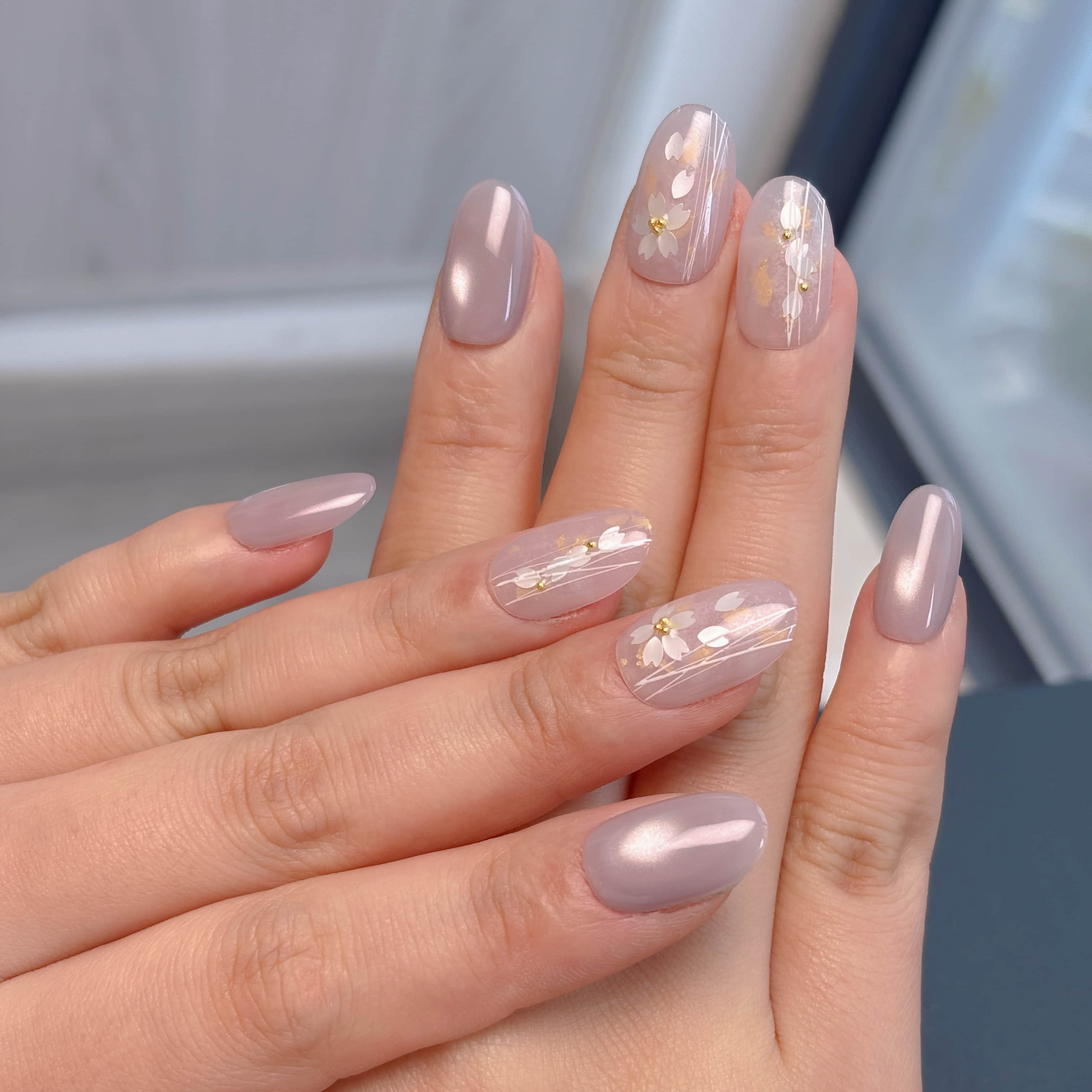 Dokinail【1105】紫煙色桜ネイル