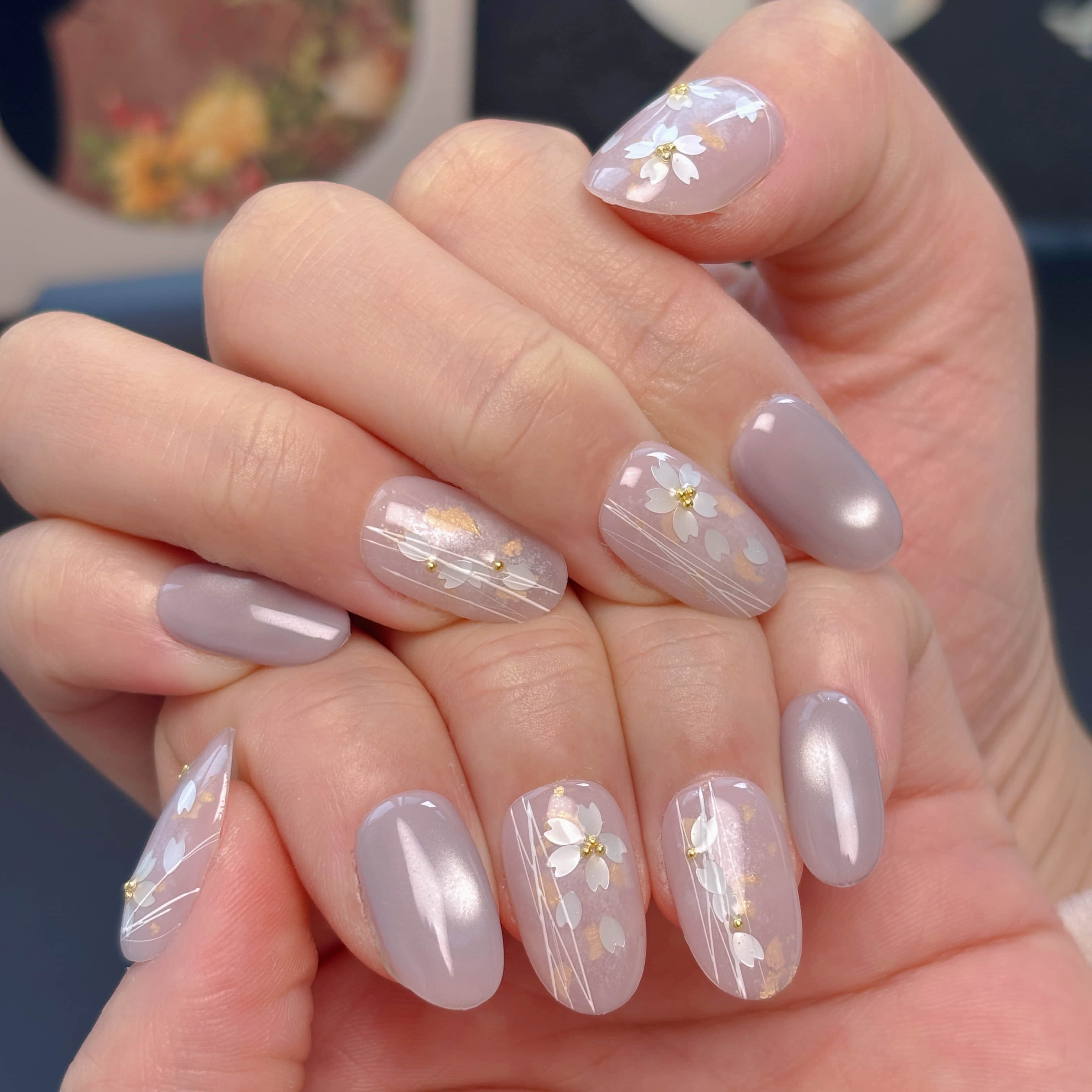 Dokinail【1105】紫煙色桜ネイル