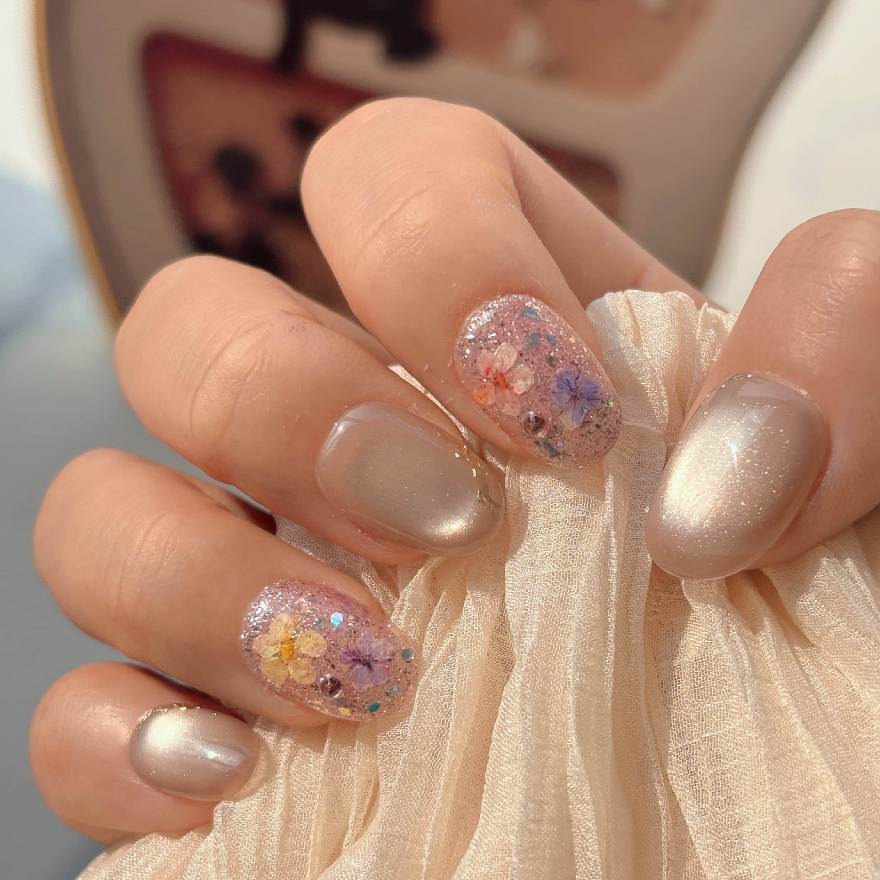 【1113】春限定押し花マグネットネイル