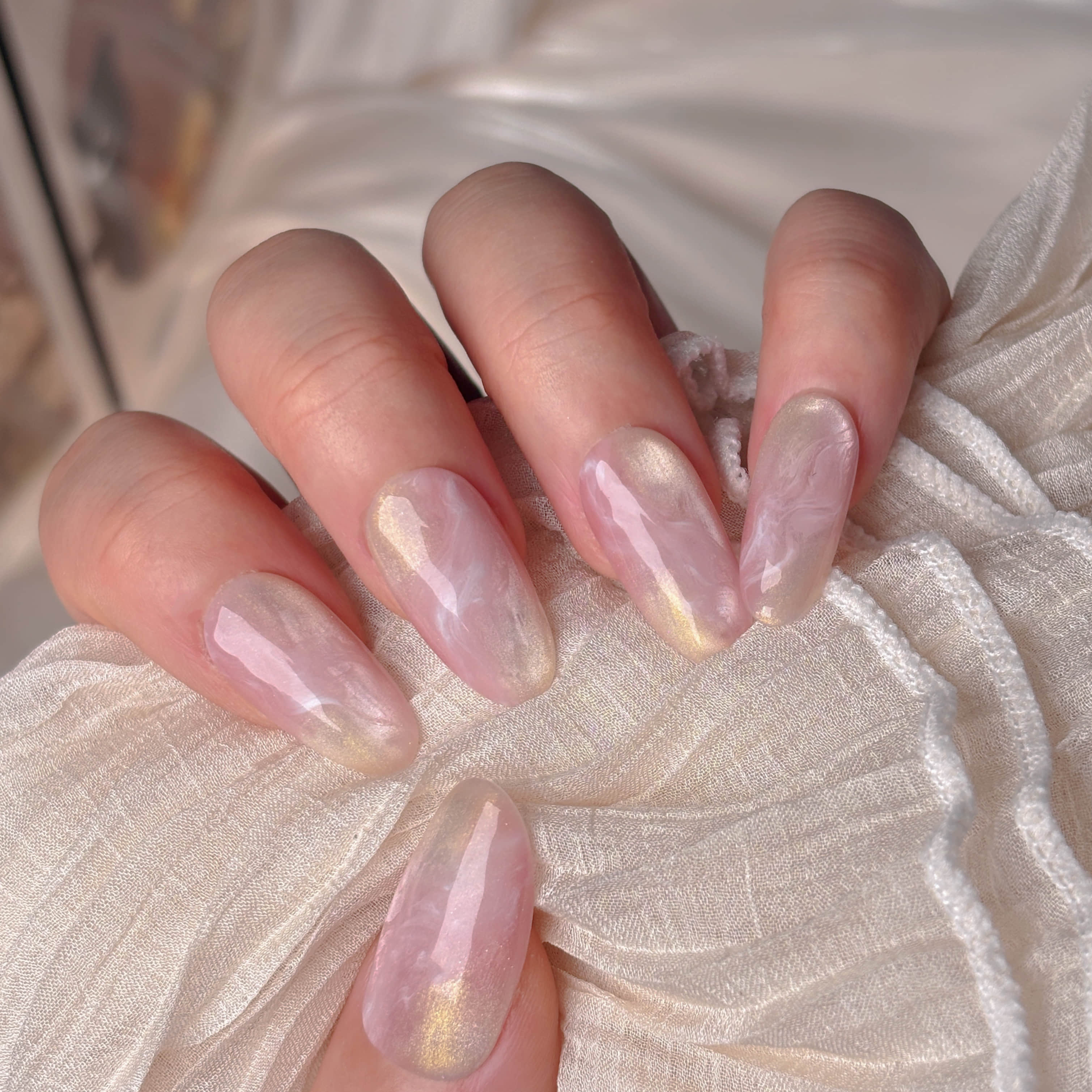 【1119】春隠し 桜織りマグネットニュアンスネイル