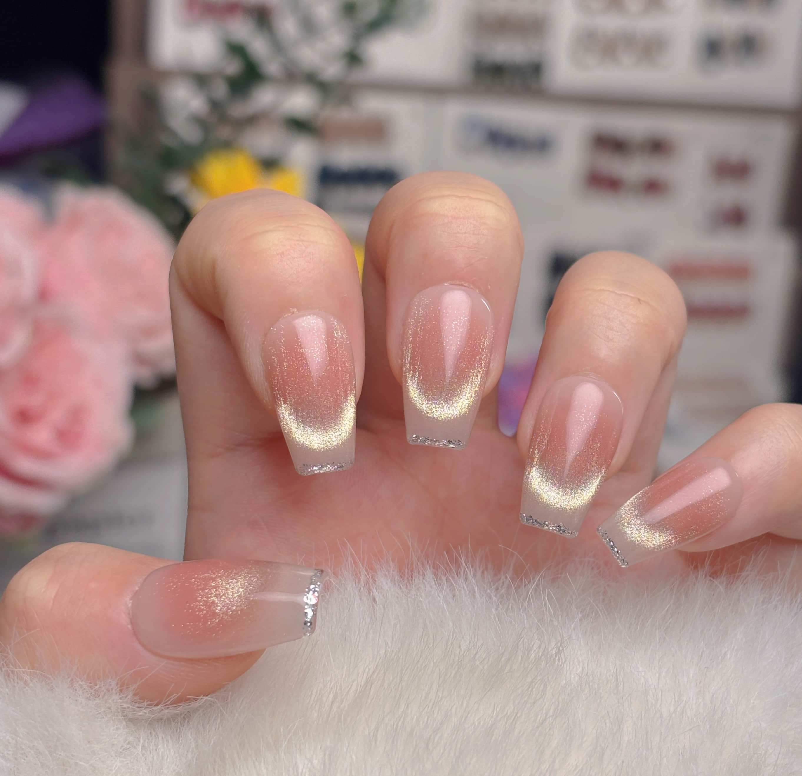 361】ピンク✖️フレンチネイルチップ