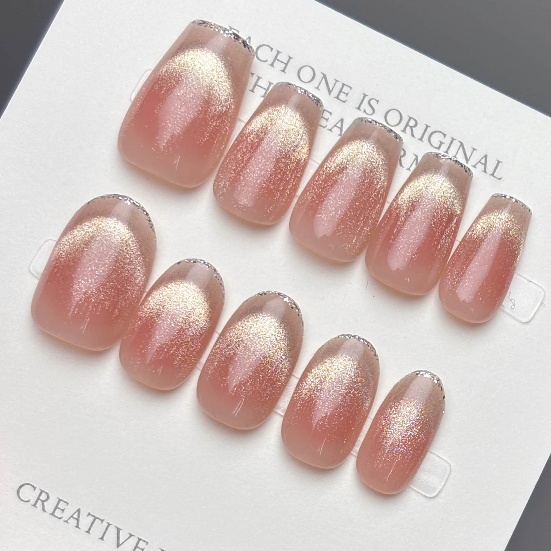 【1086】ピンクマグネットフレンチネイル