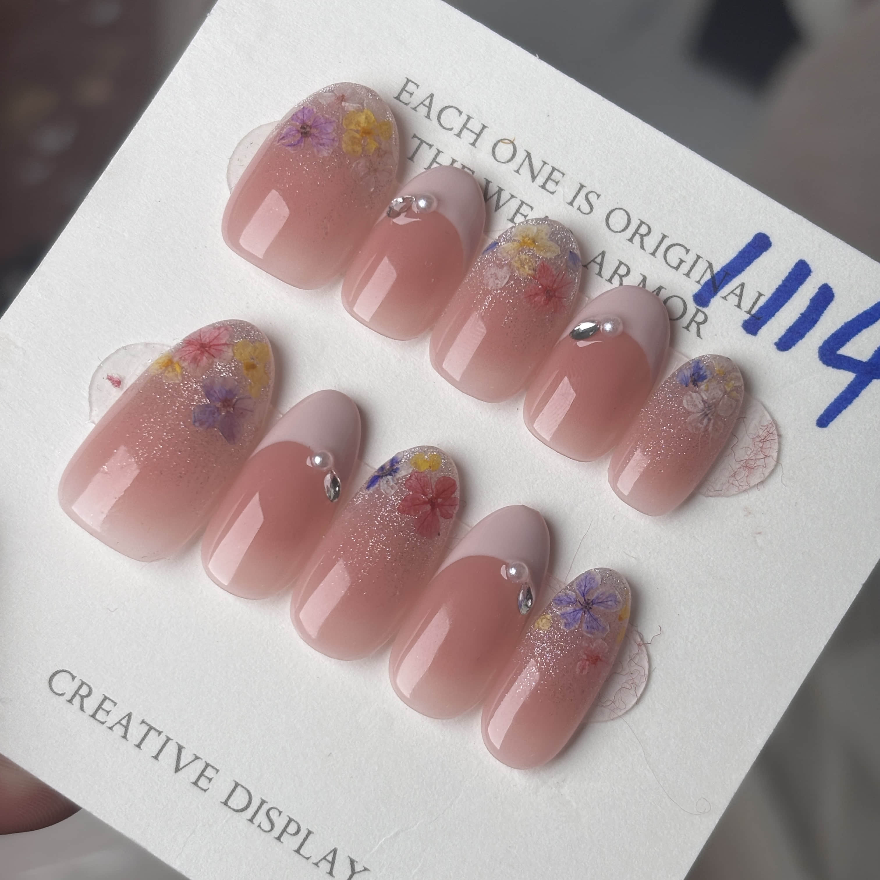 【1114-2】押し花チークフレンチネイル