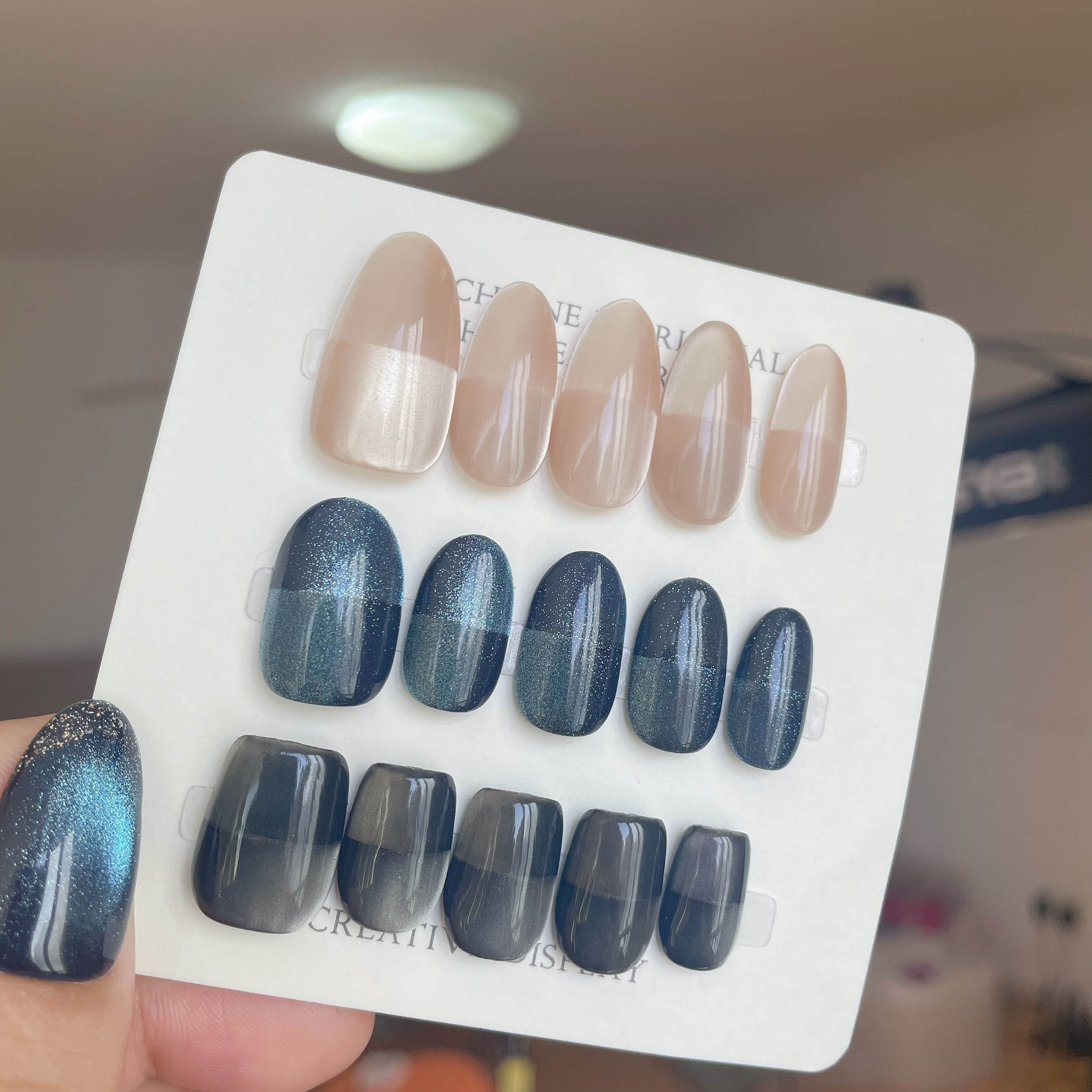 【1078】カラーブロックキャットアイマニキュア