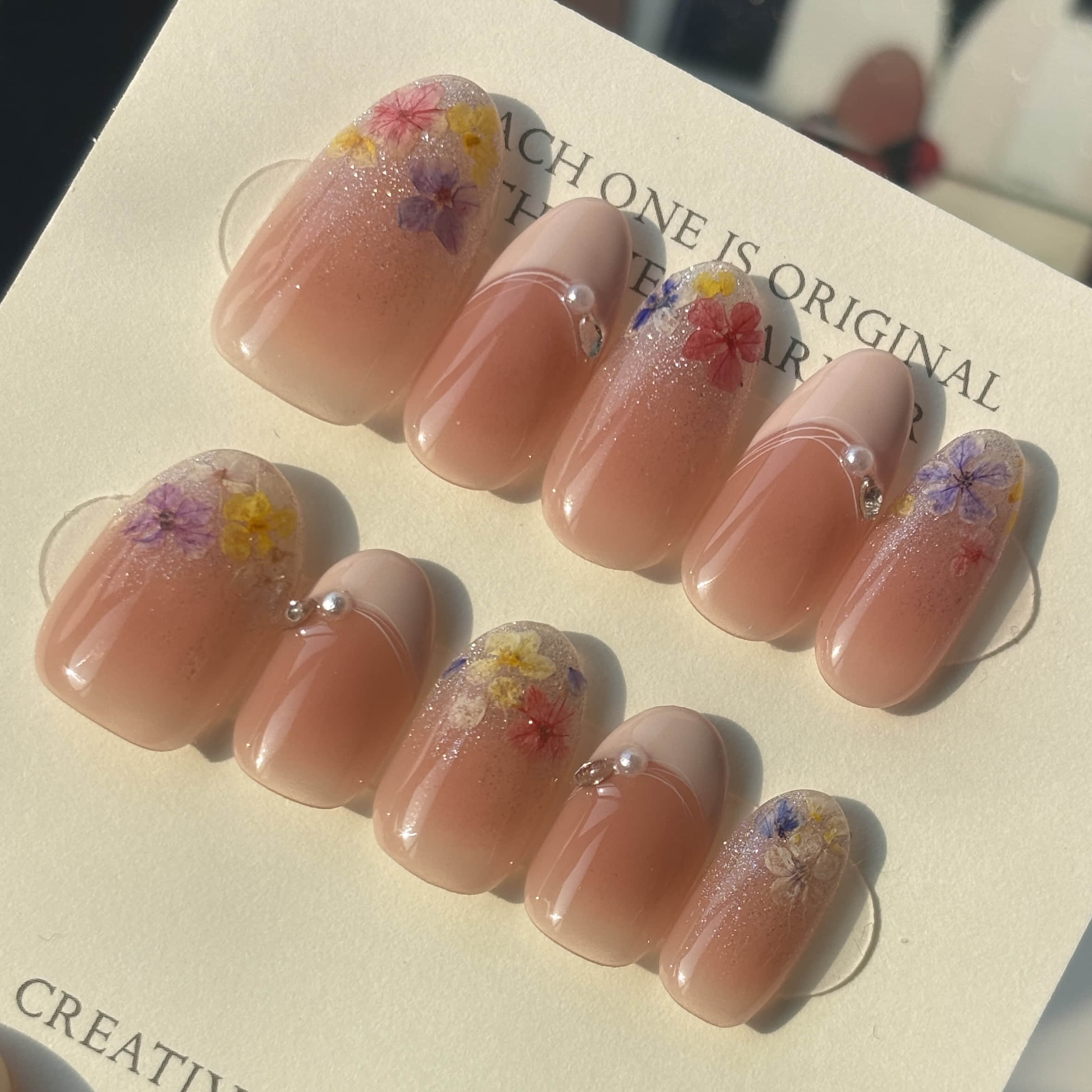 【1114】押し花チークフレンチネイル