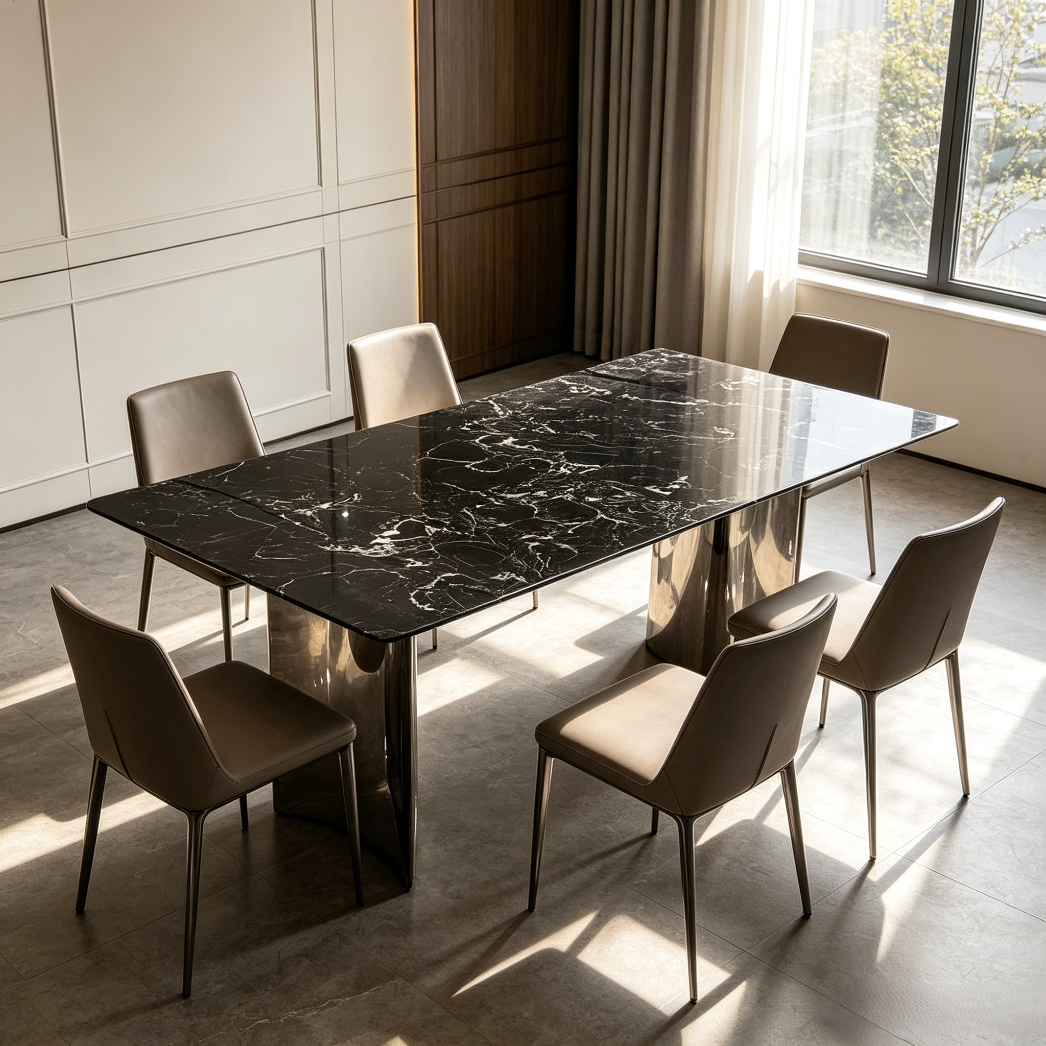 Black Rose Natural Marble Dining Table