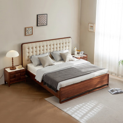 Nordhaven Walnut Leather Bed