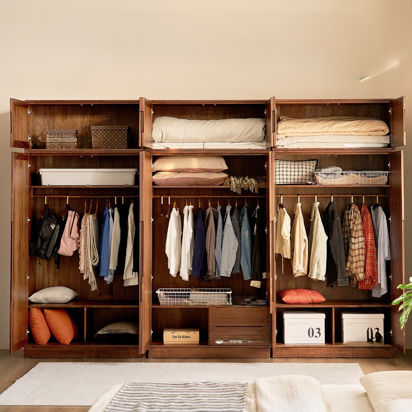 Walden Modular Walnut Wardrobe