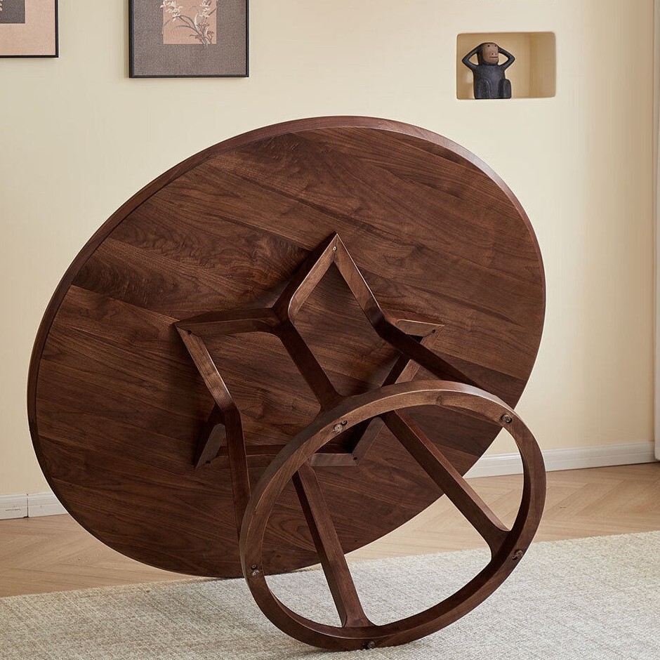 Aurelius 360° Solid Walnut Round Dining Table