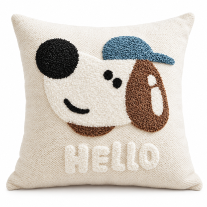 Playful Dog Tufted Cushion