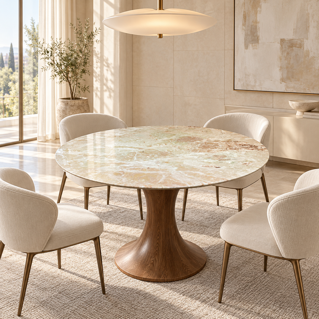 Monet Garden Marble Dining Table
