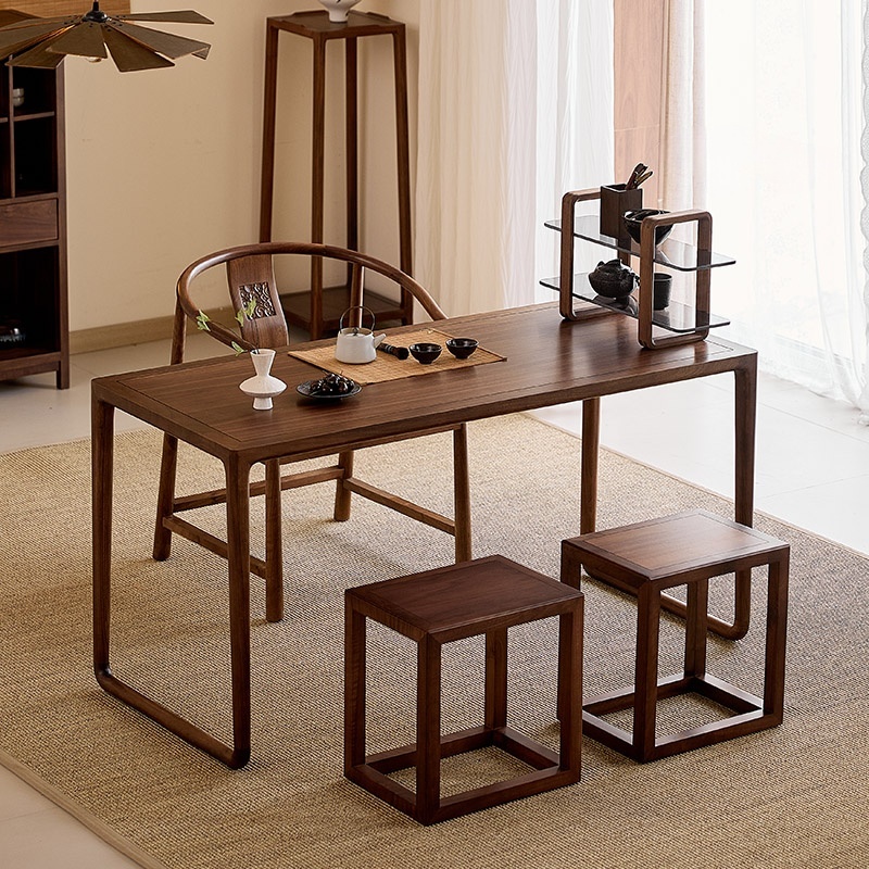 实木双层玻璃置物架