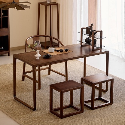 实木双层玻璃置物架