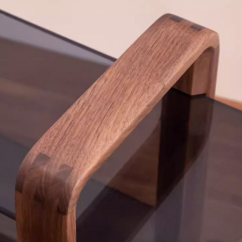 实木双层玻璃置物架