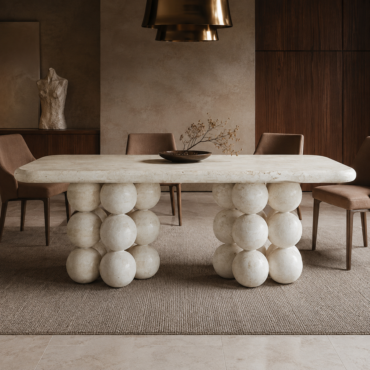 Marlow Fossilised Limestone Dining Table