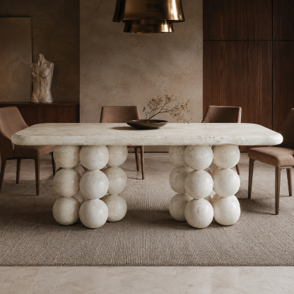 Marlow Fossilised Limestone Dining Table