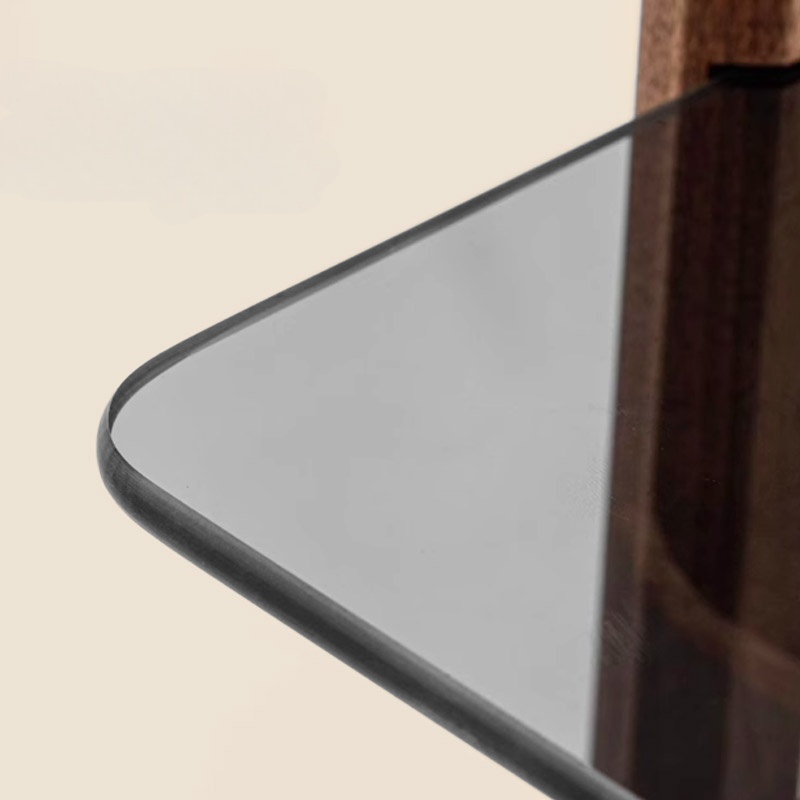 实木双层玻璃置物架