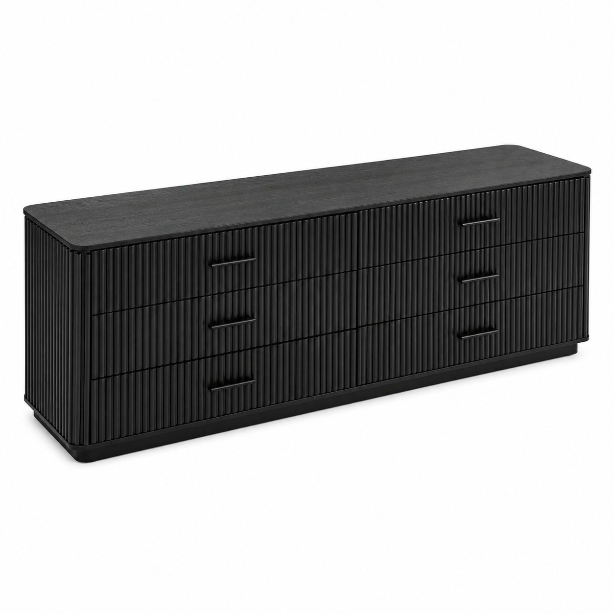 Noir Fluted Six-Drawer Dresser
