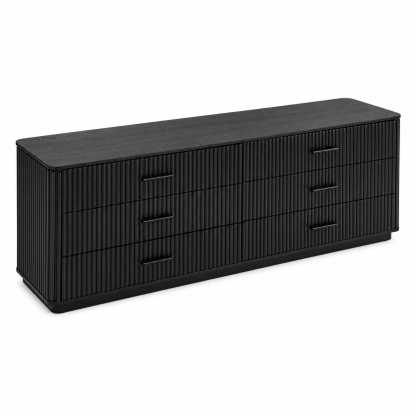 Noir Fluted Six-Drawer Dresser