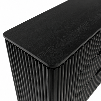 Noir Fluted Six-Drawer Dresser