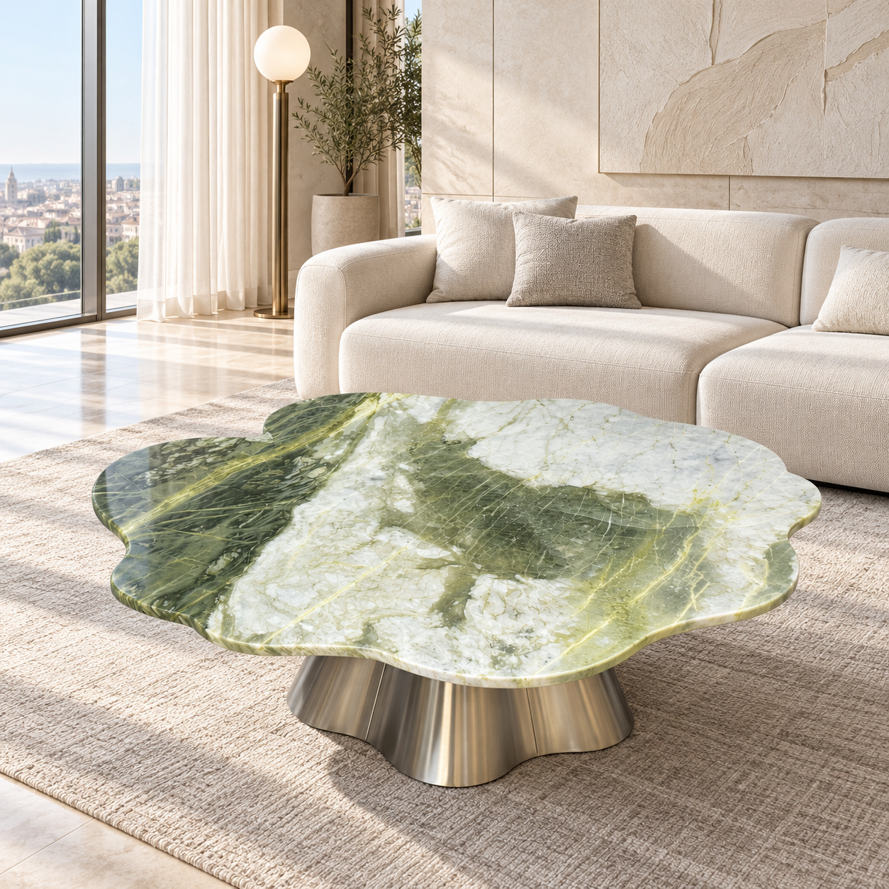 Glacier Green Marble Sculptural Coffee Table