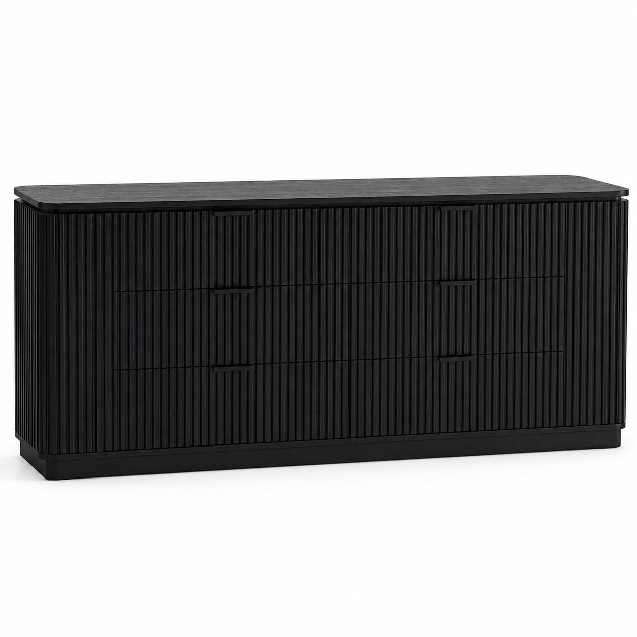 Noir Fluted Six-Drawer Dresser