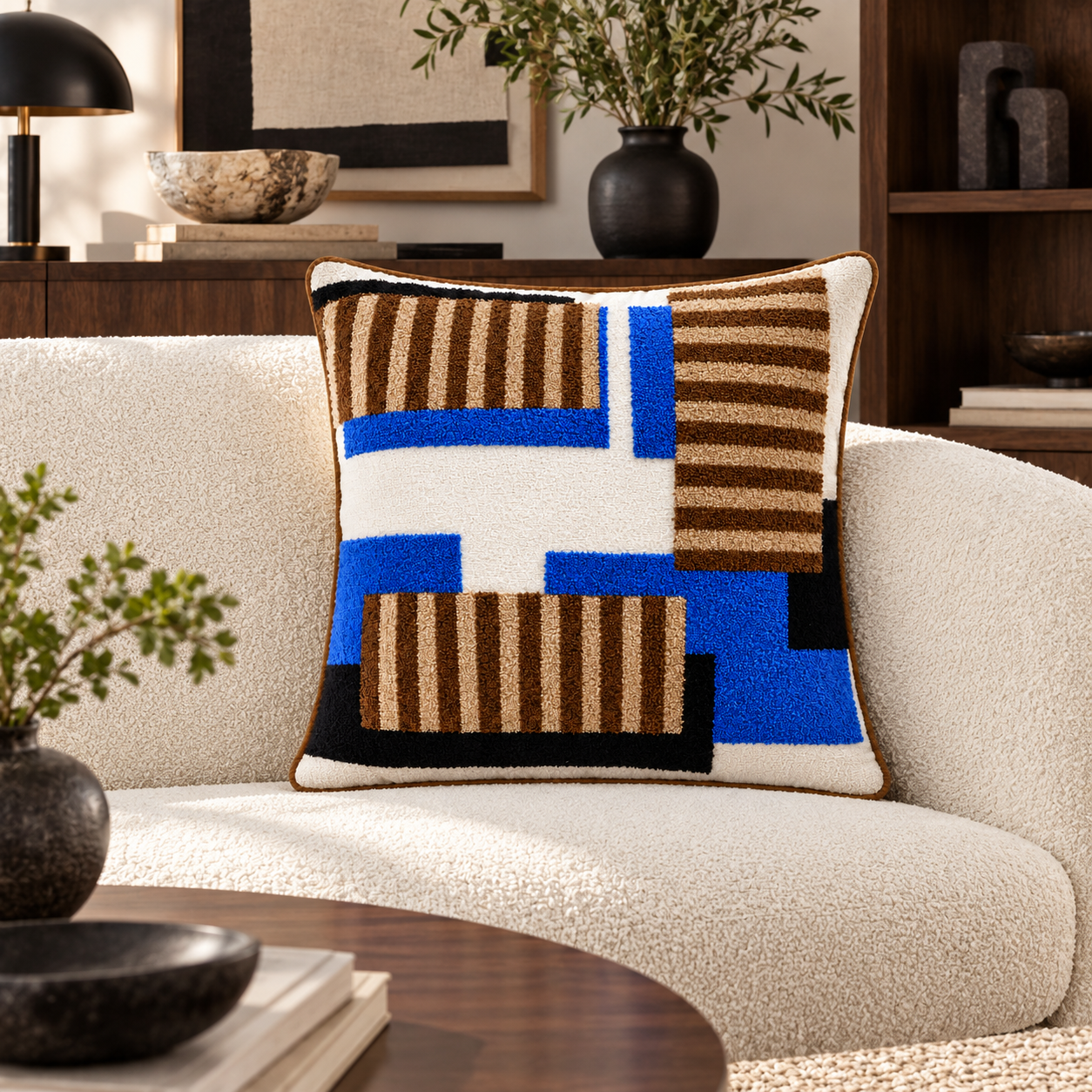Abstract Geometric Tufted Cushion