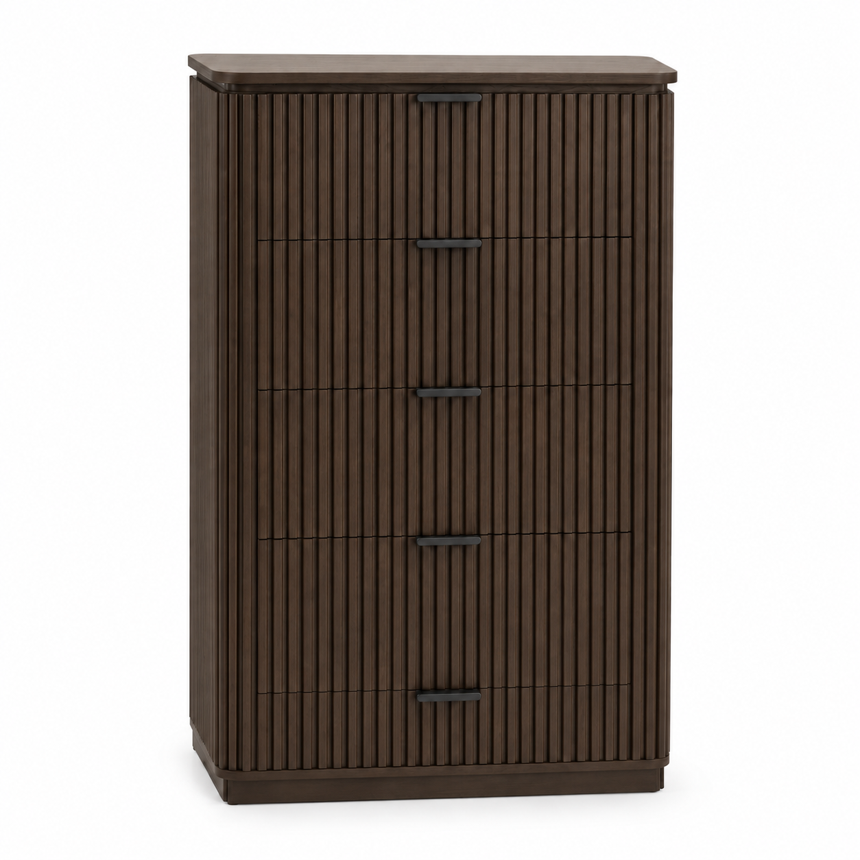 Noir Fluted Five-Drawer Tallboy