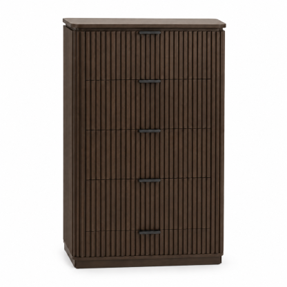 Noir Fluted Five-Drawer Tallboy