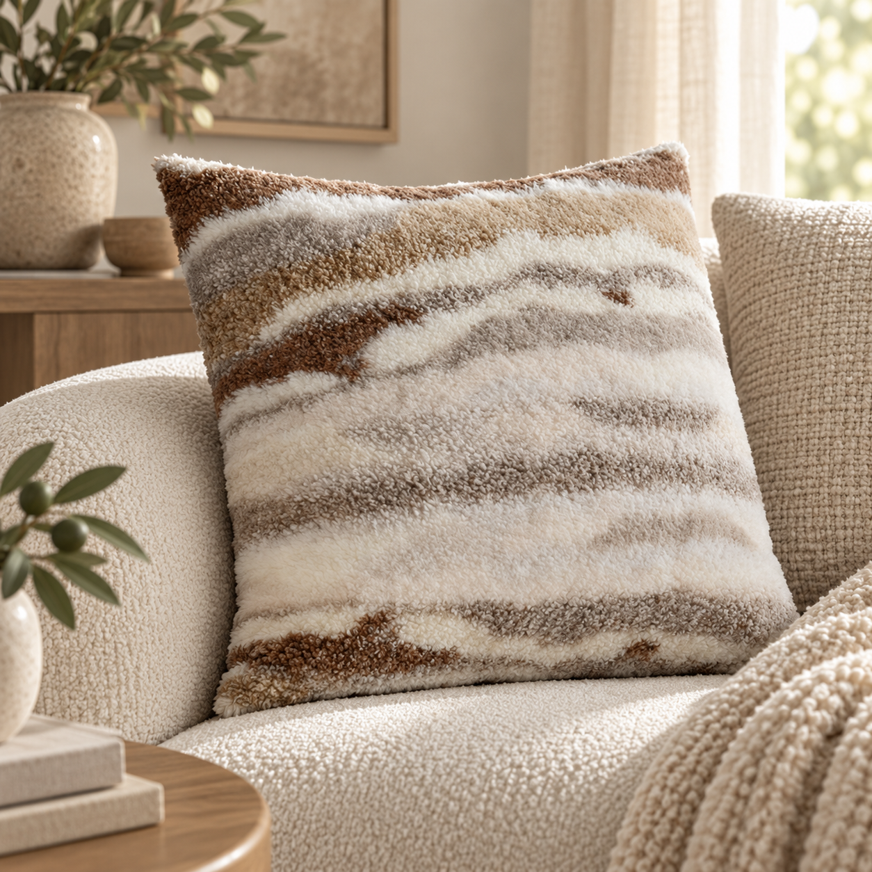Wavy Faux Fur Cushion