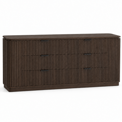 Noir Fluted Six-Drawer Dresser