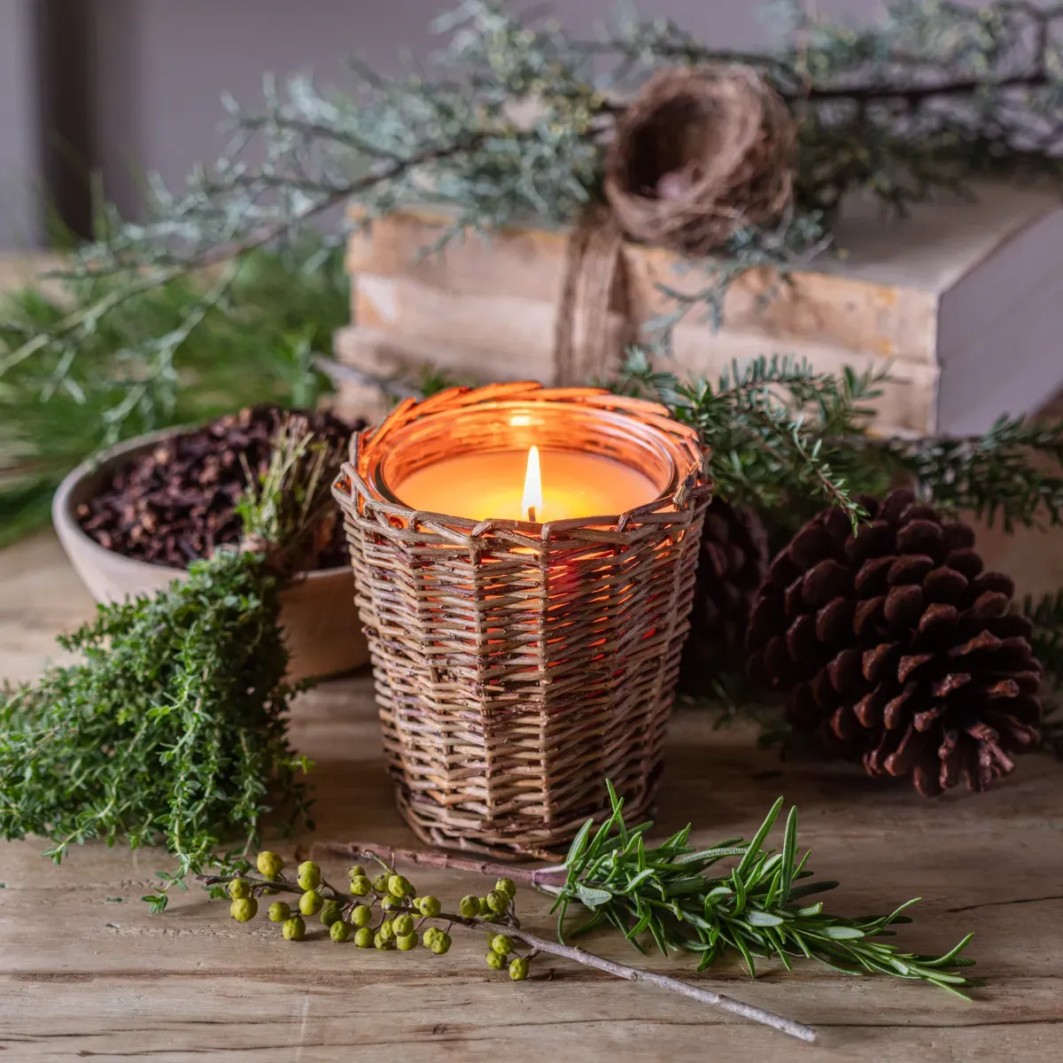 Coastal Rattan Candle