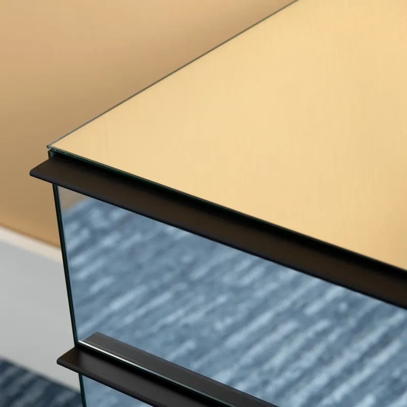 Noir Mirrored 3-Drawer Cabinet