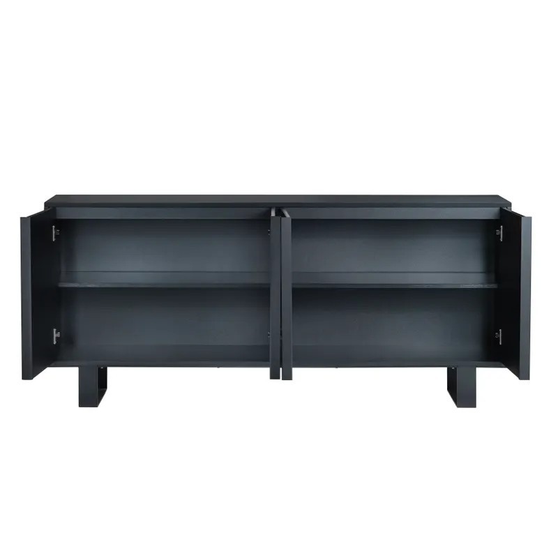 Noir Mirrored 4-Door Cabinet
