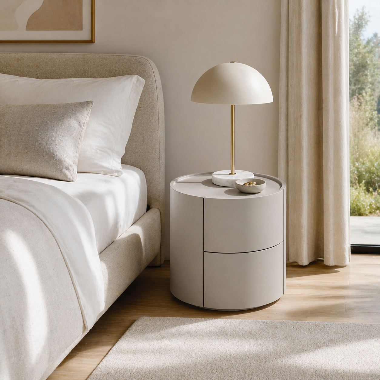 Cylindrical Bedside Table