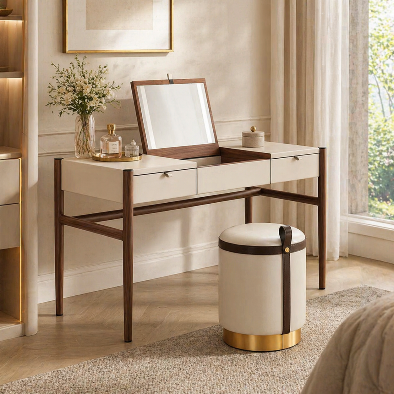 Velune Walnut Vanity Desk