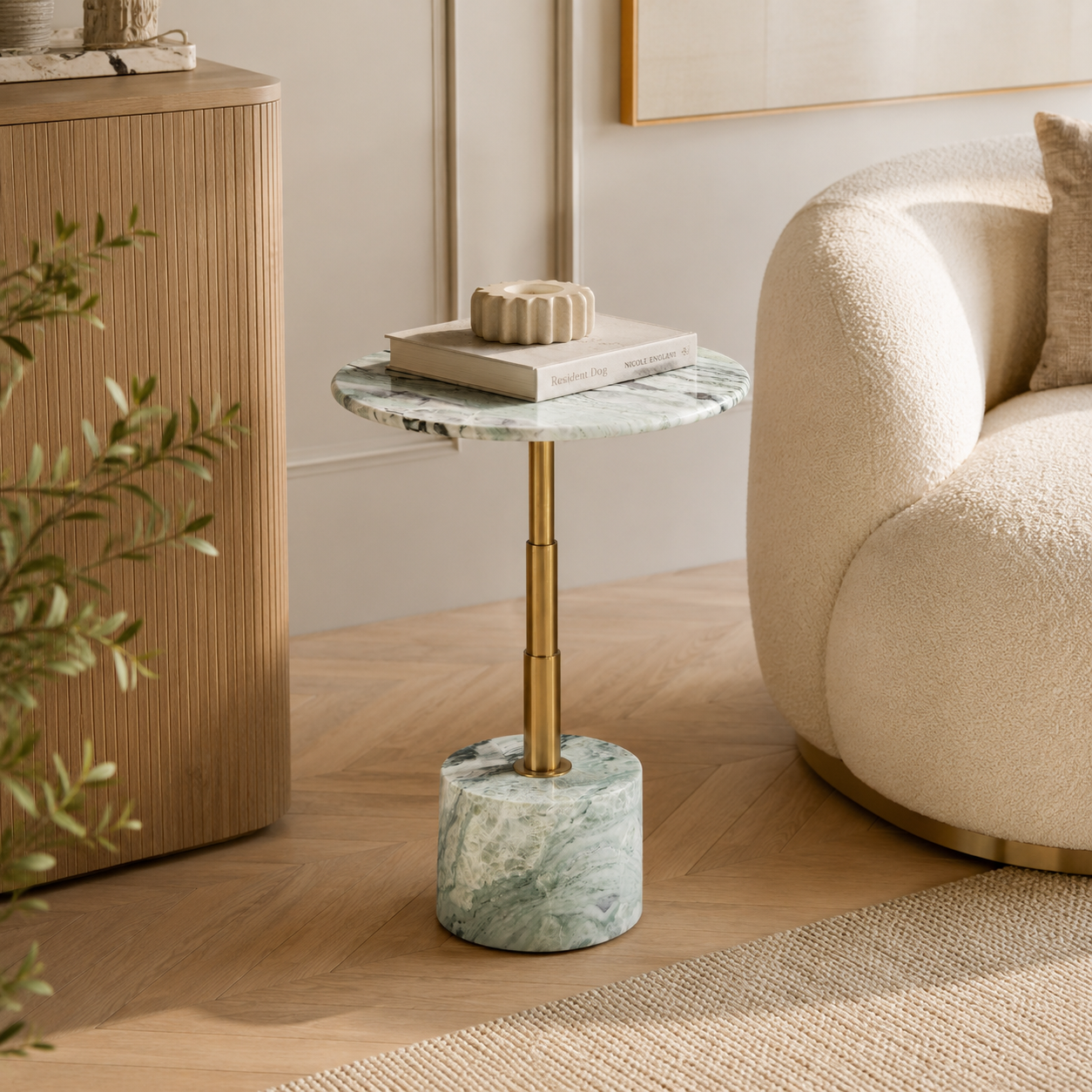 Verde Column Marble Side Table