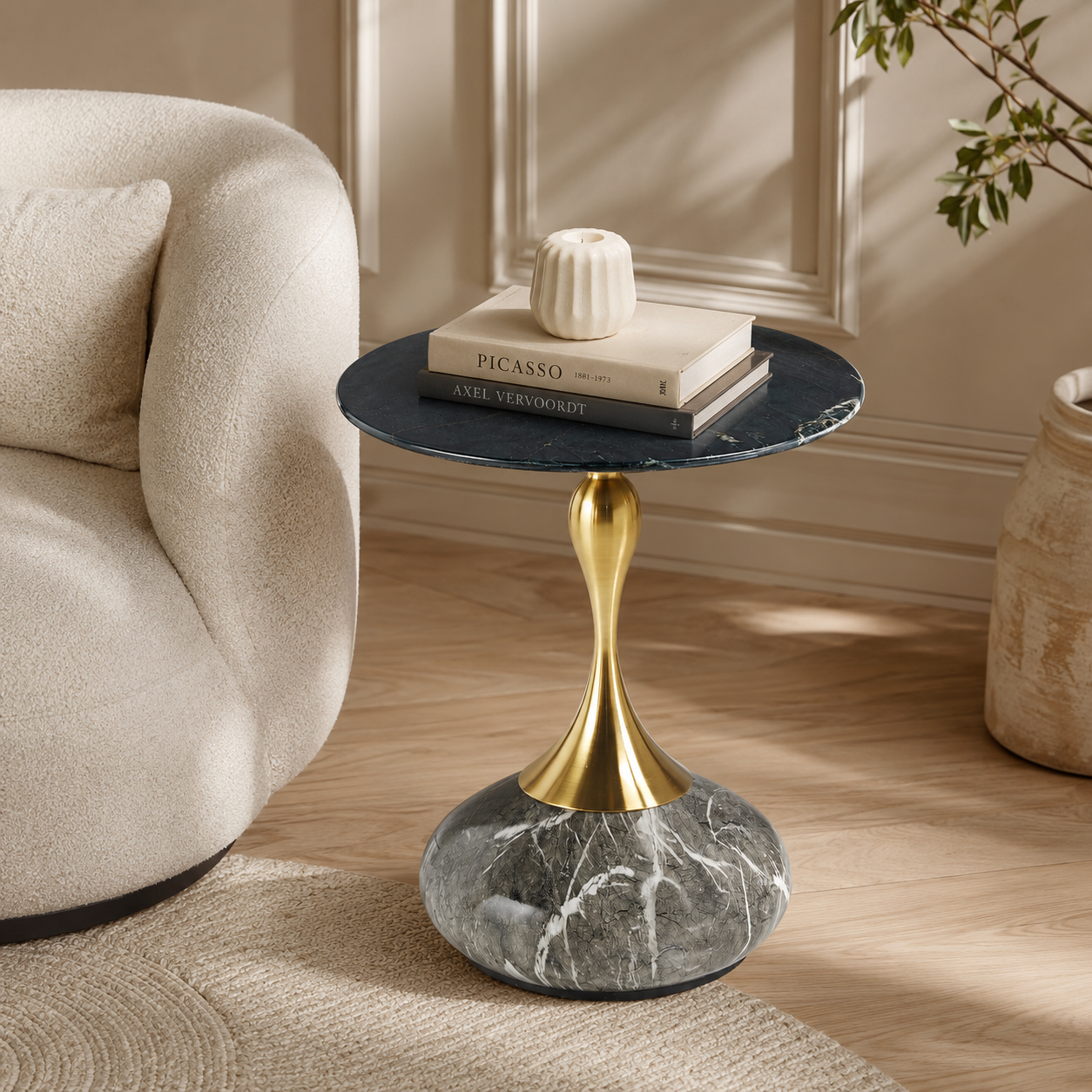 Aurelia Bell Marble Side Table