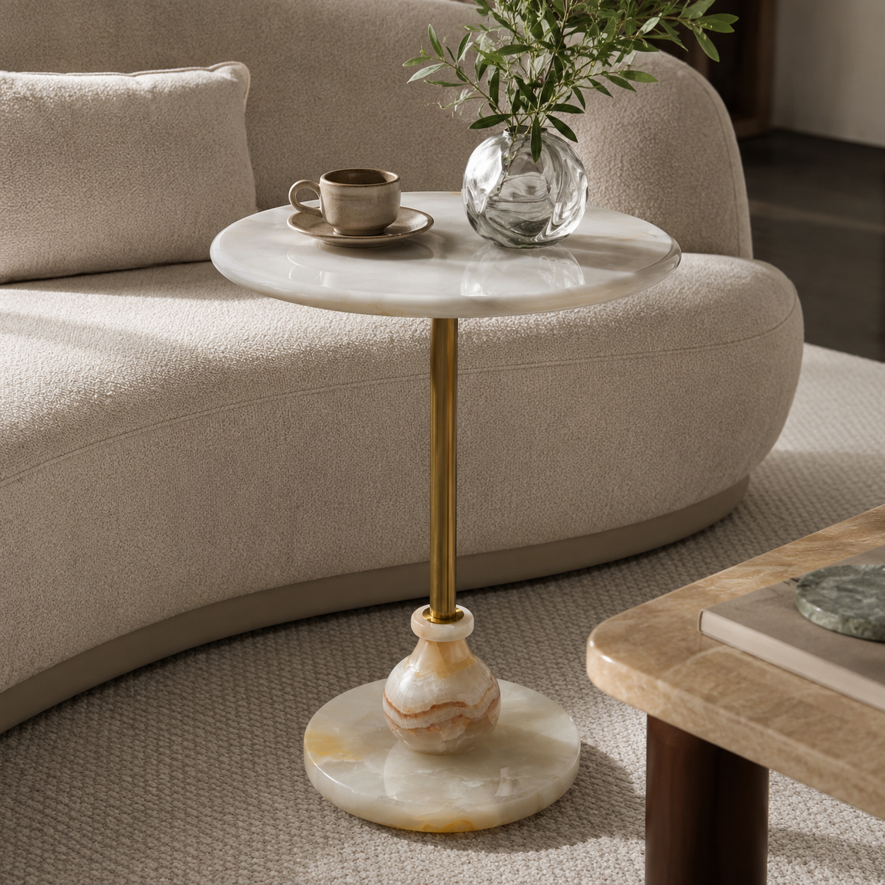 Ivory Halo Marble Side Table