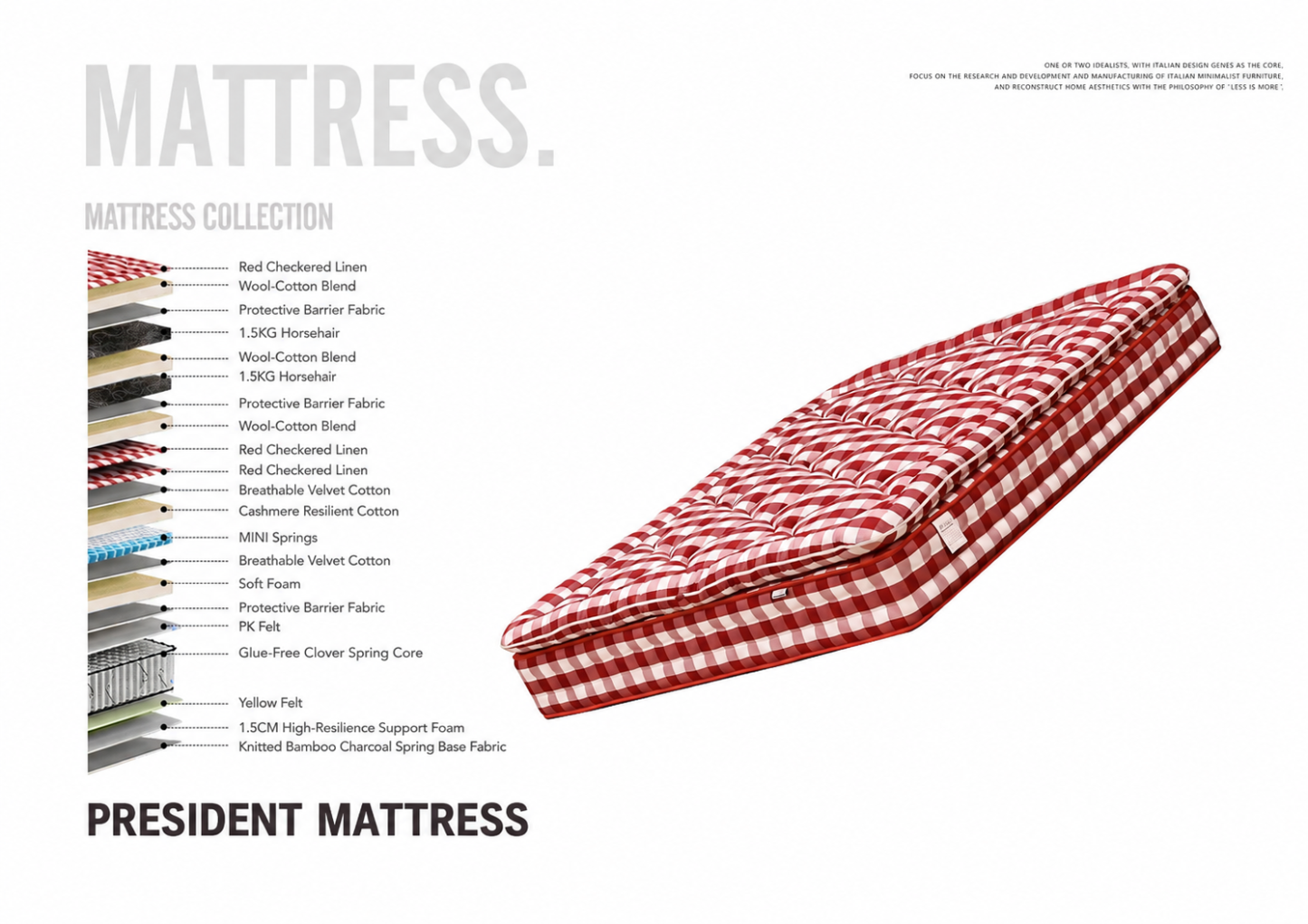 Red Checkered Handcrafted Horsehair Mattress