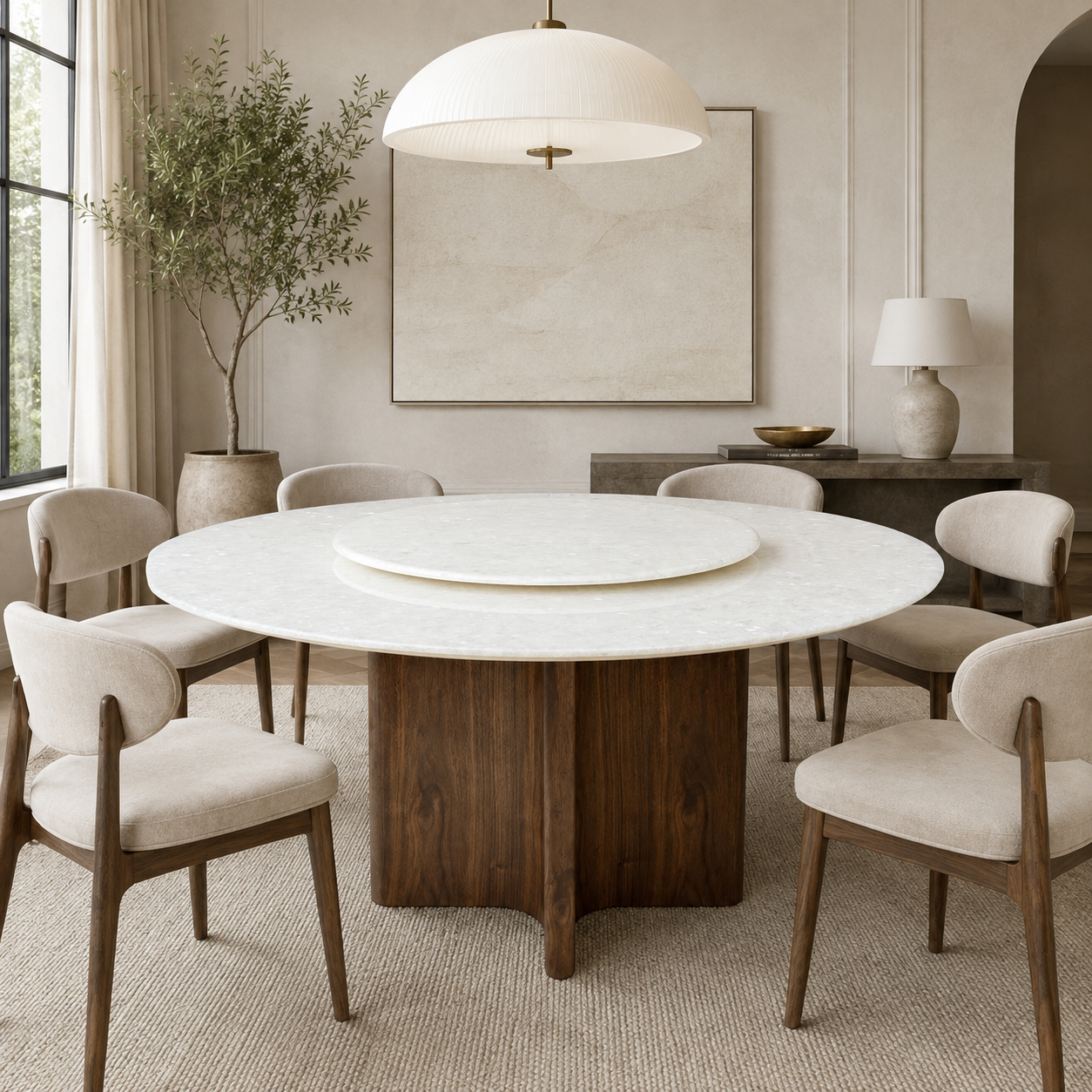 Lunara Ice Crystal Marble Dining Table