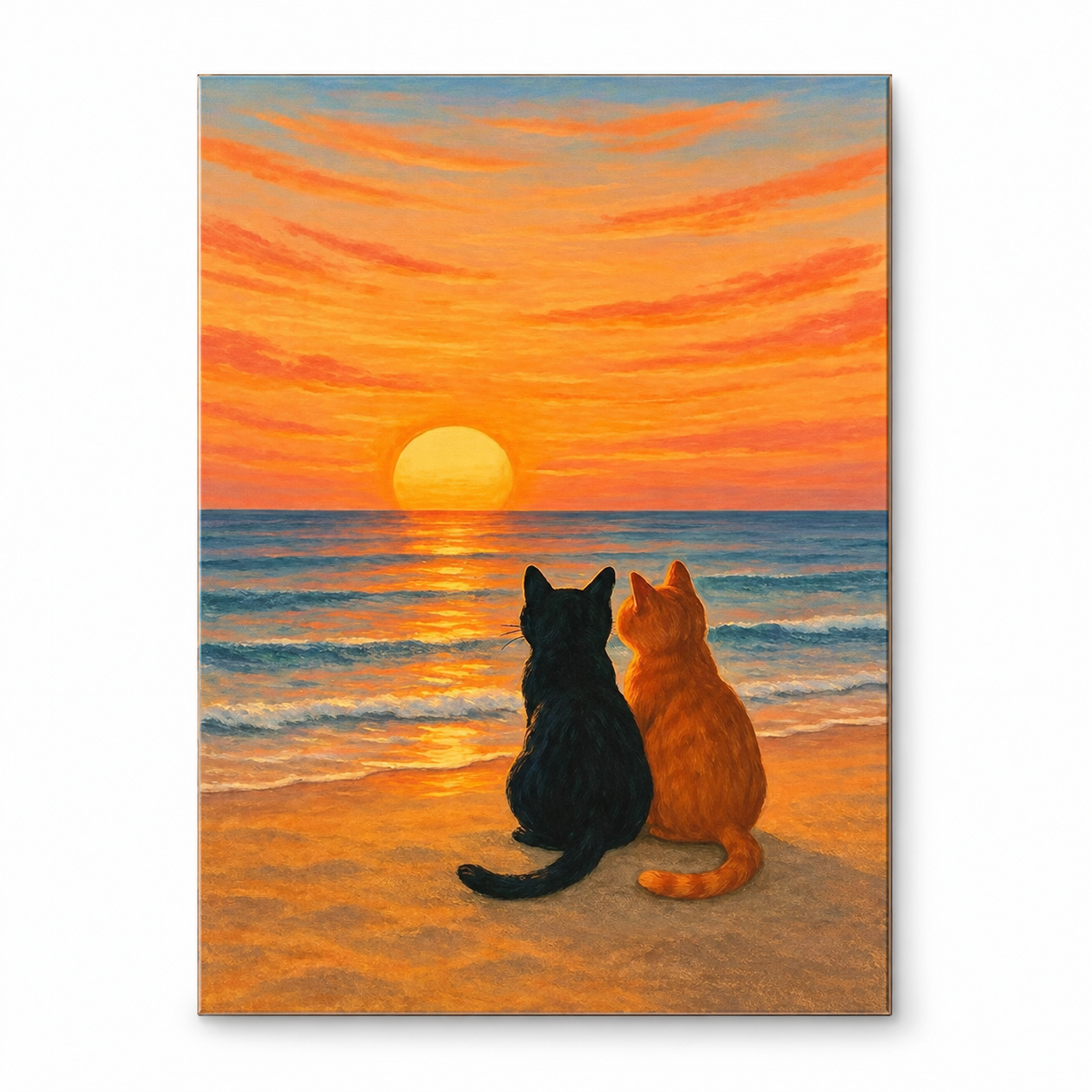 Sunset Cat Companions Framed Wall Art