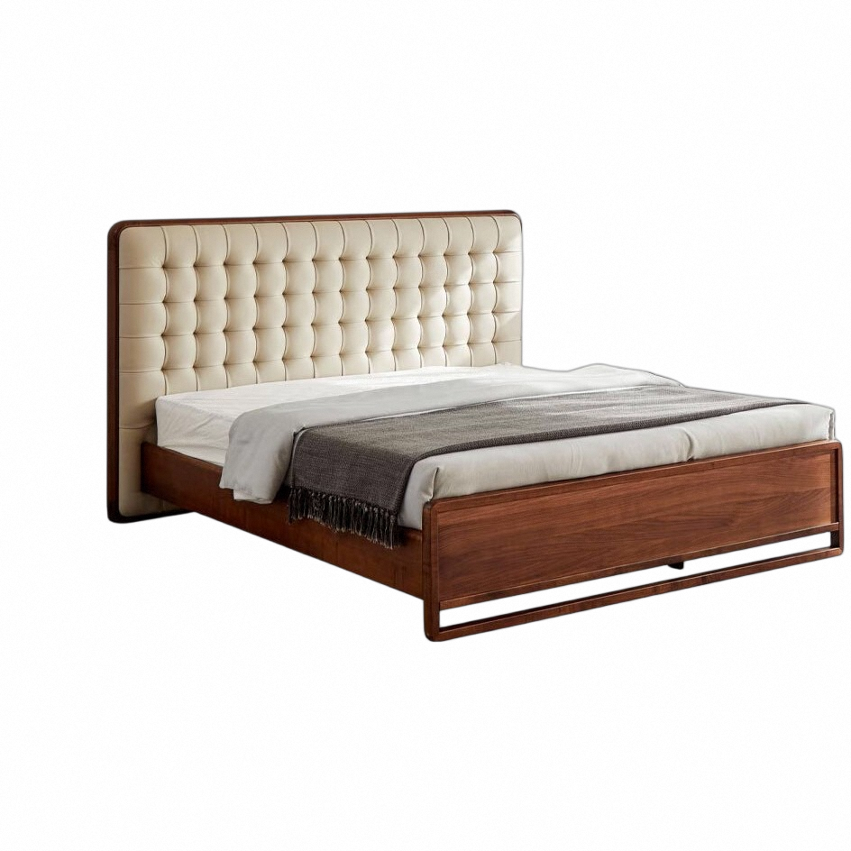 Nordhaven Walnut Leather Bed