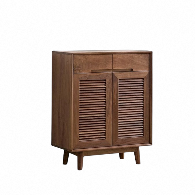 Ventura Walnut Louver Shoe Cabinet