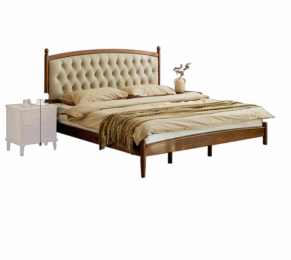 Verona Walnut Leather Bed