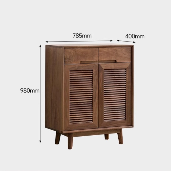 Ventura Walnut Louver Shoe Cabinet