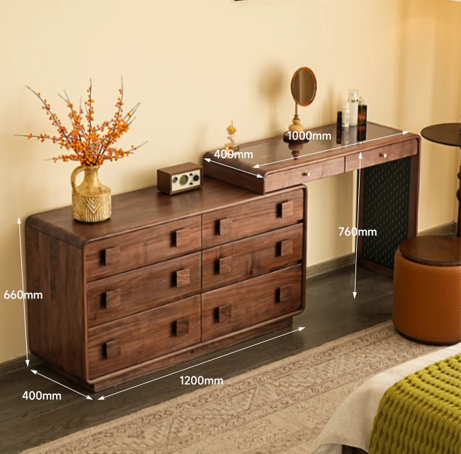 modular dresser SICOTAS 53.6" Wide 6 Drawer Modular Rattan Dresser for Bedroom, Long Chest of Drawers with Pop-Up Drawers%& Unique Rattan Design, Amber Oak