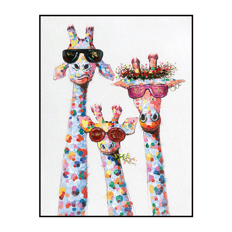 Color Pop Giraffe Hand-Painted Canvas