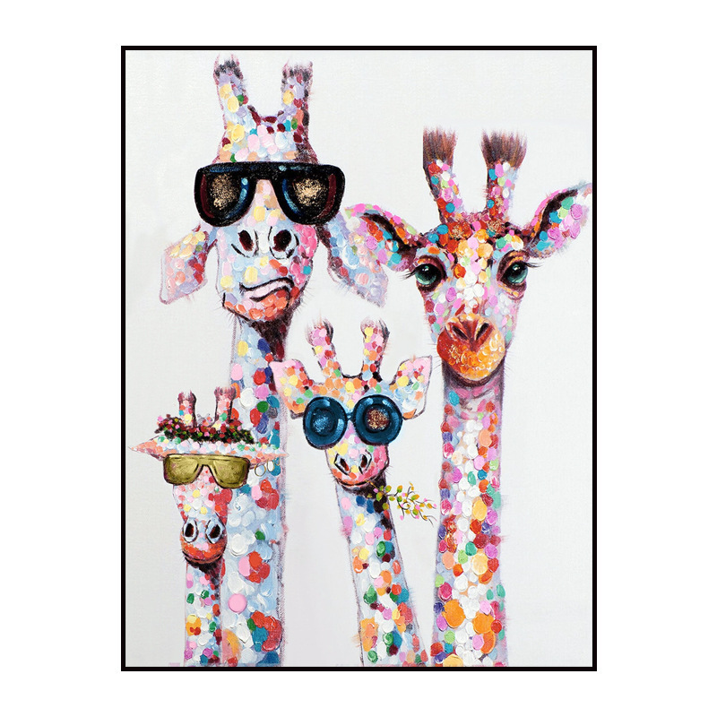 Color Pop Giraffe Hand-Painted Canvas